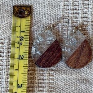 Wood and Resin Teardrop Earrings